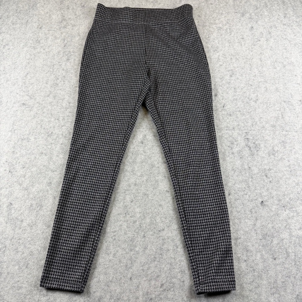 Loft Dress Pants Womens Gray Black Houndstooth Pull On Skinny MidRise Stretch SP